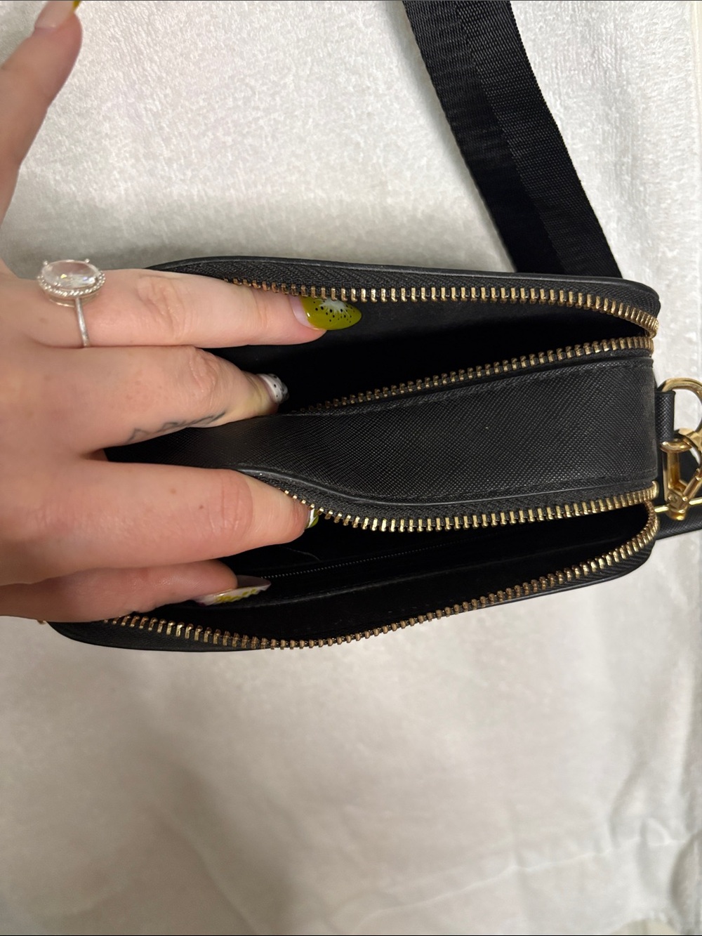 Valentino Orlandi Black Studded Crossbody with Gold V Emblem - Picture 3 of 5